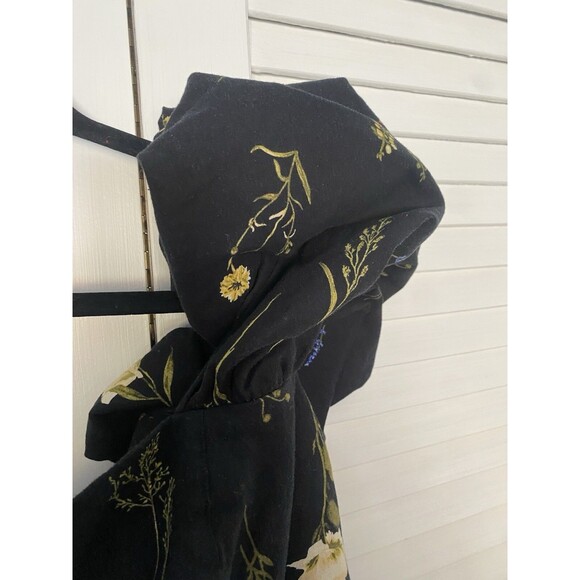 NWT H&M Linen-blend Cotton Off-the-shoulder Midi Dress Black/Floral XXL COttage - Picture 4 of 12